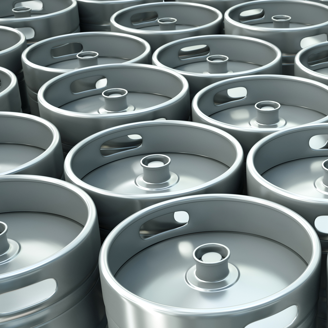 Beer kegs background. 3D render.